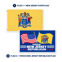 New Jersey State Flag and Proud New Jersey Republican Flag 3x5 2-Pack features and size details