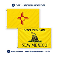 New Mexico State Flag and Don't Tread on New Mexico Flag 3x5 2-Pack features and size details