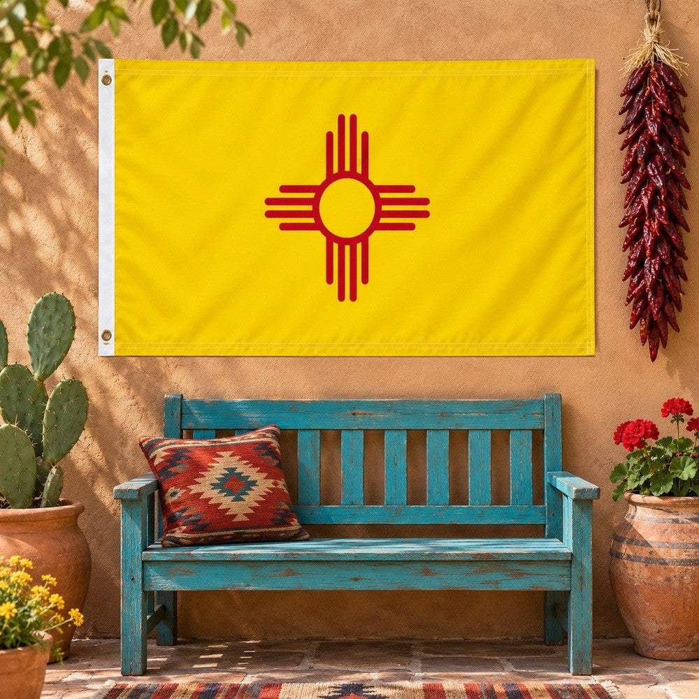 New Mexico State Flag 3x5 displayed outdoors