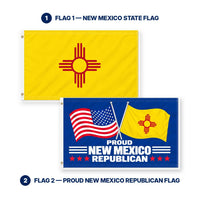 New Mexico State Flag and Proud New Mexico Republican Flag 3x5 2-Pack features and size details