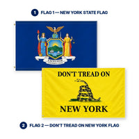 New York State Flag and Don't Tread on New York Flag 3x5 2-Pack features and size details