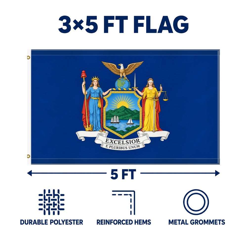 New York State Flag 3x5 features and size details