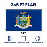 New York State Flag 3x5 features and size details