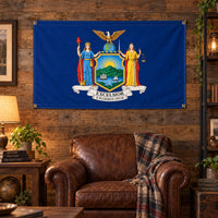 New York State Flag 3x5 displayed outdoors