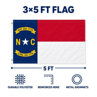 North Carolina State Flag 3x5 features and size details