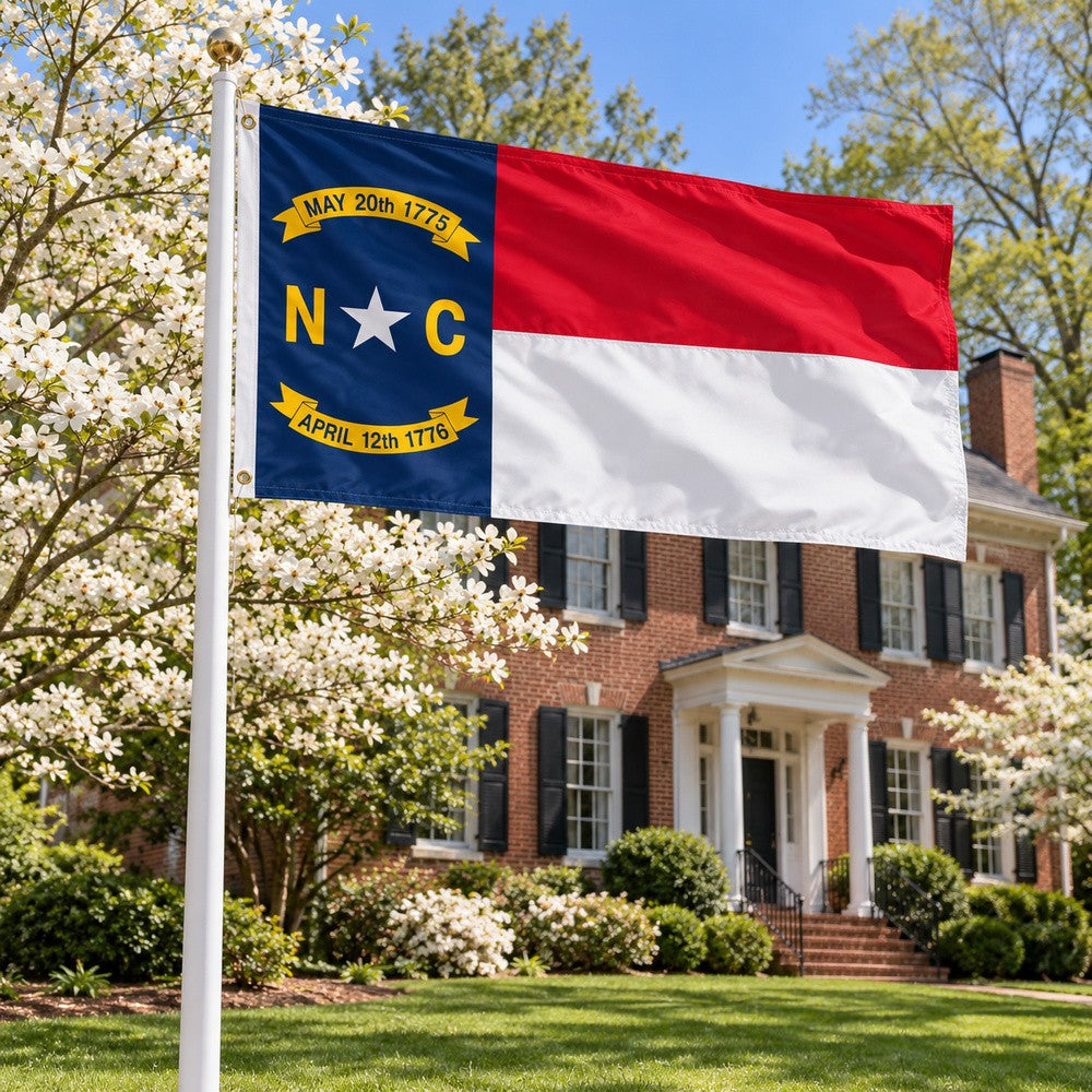 North Carolina State Flag 3x5 displayed outdoors