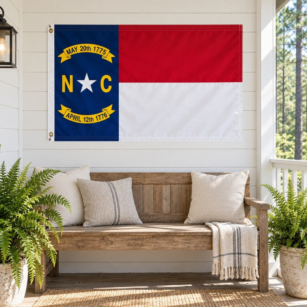 North Carolina State Flag 3x5 displayed outdoors
