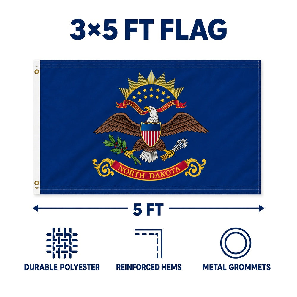North Dakota State Flag 3x5 features and size details