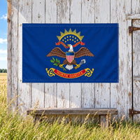 North Dakota State Flag 3x5 displayed outdoors