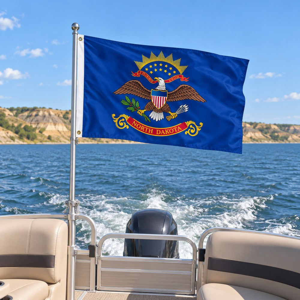 North Dakota State Flag 3x5 displayed outdoors