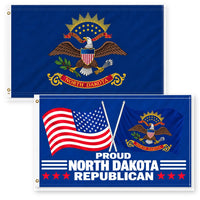 North Dakota State Flag and Proud North Dakota Republican Flag 3x5 2-Pack