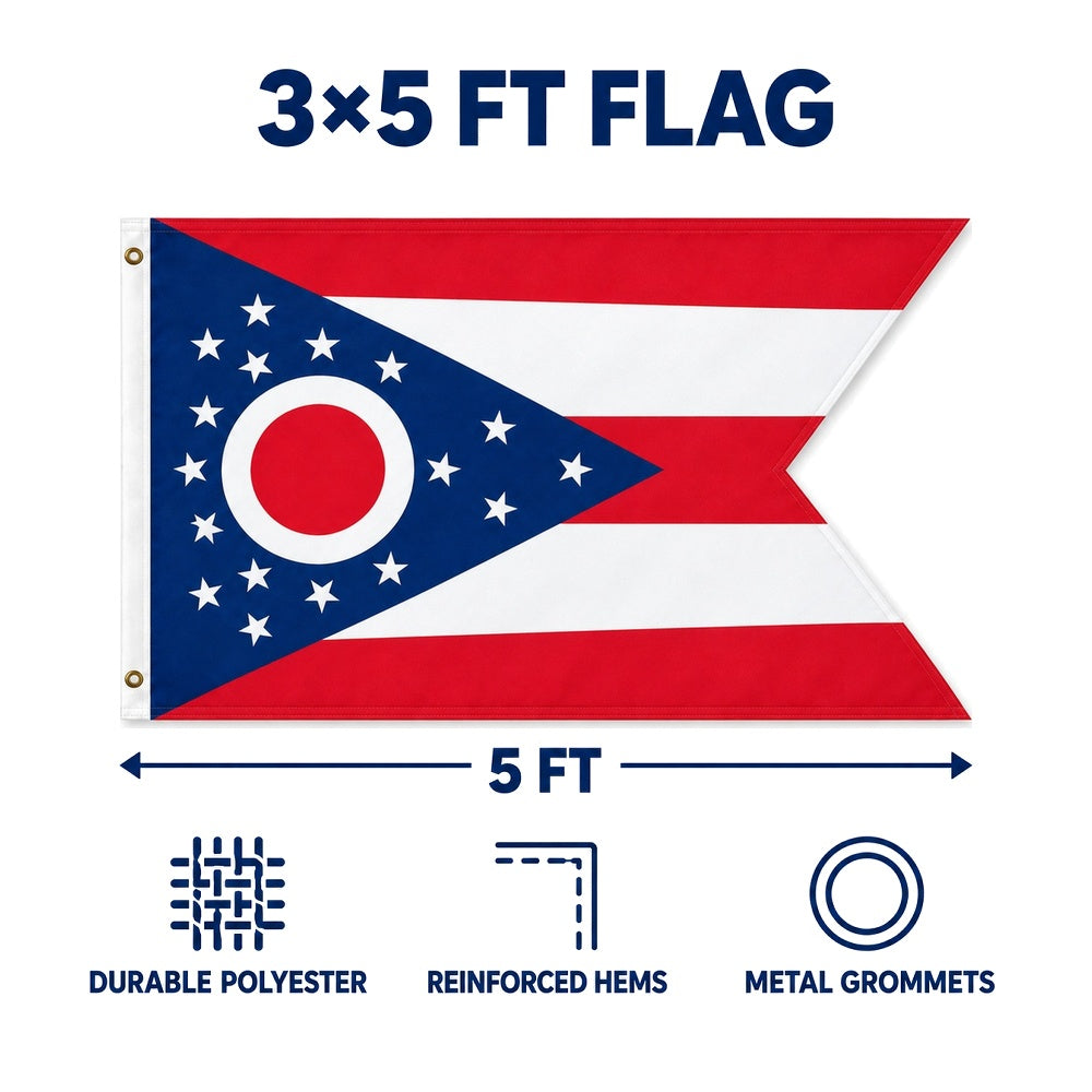 Ohio State Flag 3x5 features and size details