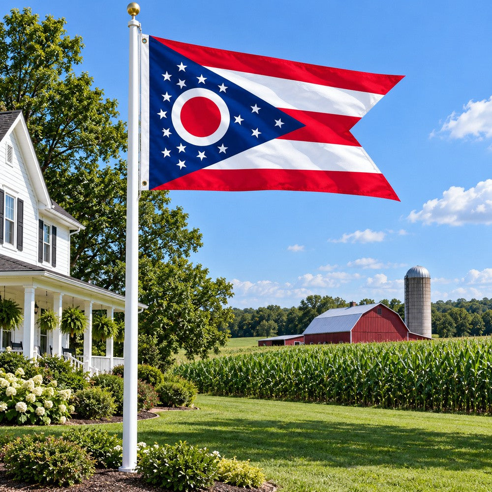 Ohio State Flag 3x5 displayed outdoors