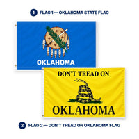 Oklahoma State Flag and Don't Tread on Oklahoma Flag 3x5 2-Pack features and size details