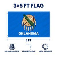 Oklahoma State Flag 3x5 features and size details