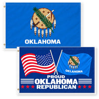 Oklahoma State Flag and Proud Oklahoma Republican Flag 3x5 2-Pack