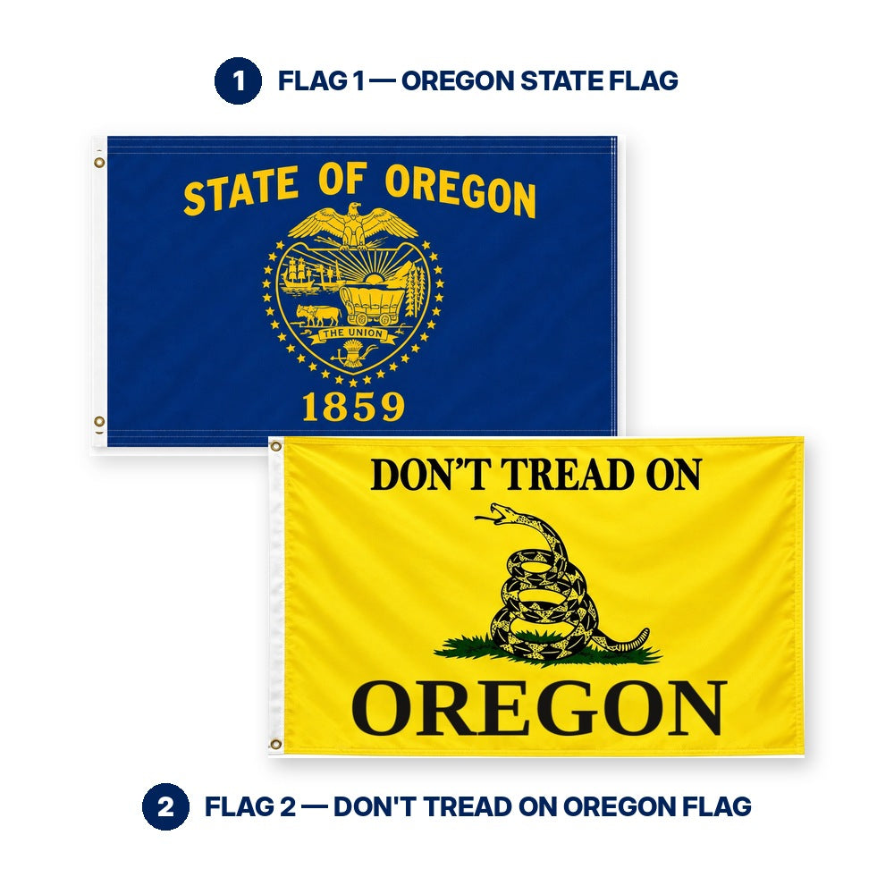 Oregon State Flag and Don't Tread on Oregon Flag 3x5 2-Pack features and size details
