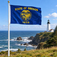 Oregon State Flag 3x5 displayed outdoors