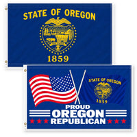 Oregon State Flag and Proud Oregon Republican Flag 3x5 2-Pack