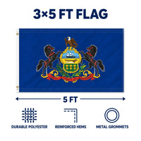 Pennsylvania State Flag 3x5 features and size details