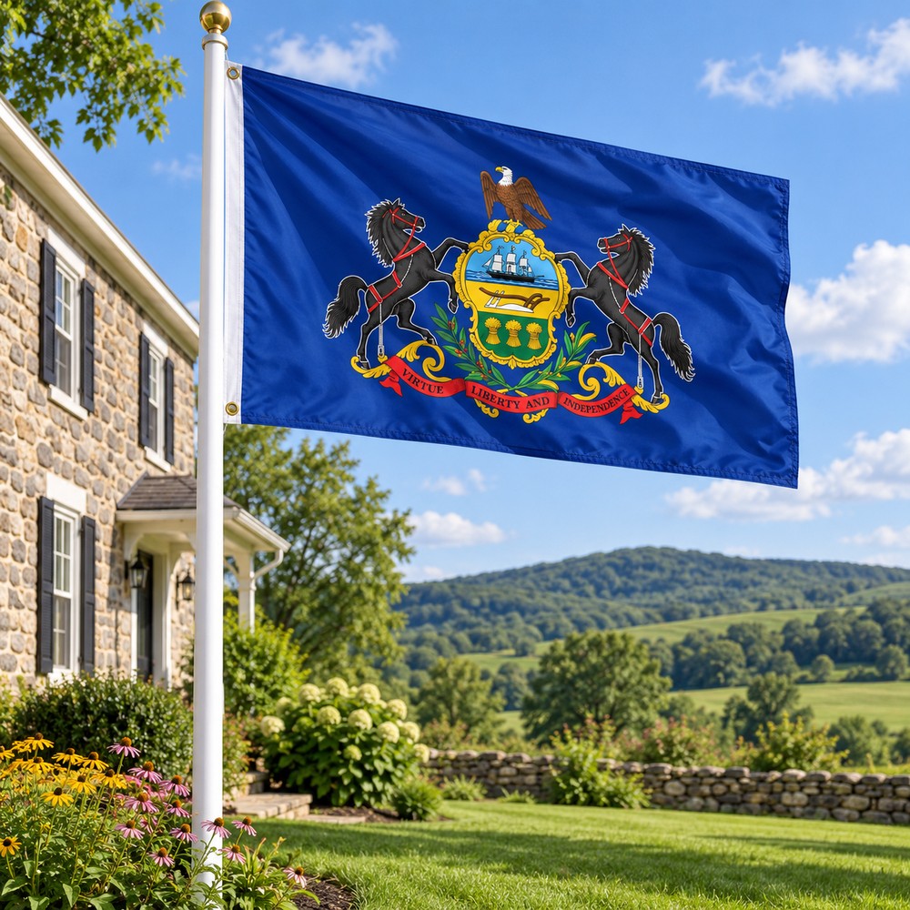 Pennsylvania State Flag 3x5 displayed outdoors
