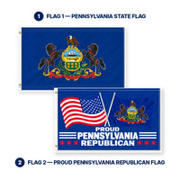 Pennsylvania State Flag and Proud Pennsylvania Republican Flag 3x5 2-Pack features and size details