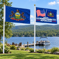 Pennsylvania State Flag and Proud Pennsylvania Republican Flag 3x5 2-Pack displayed outdoors
