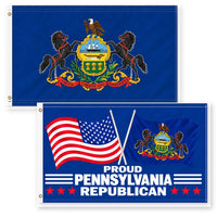 Pennsylvania State Flag and Proud Pennsylvania Republican Flag 3x5 2-Pack