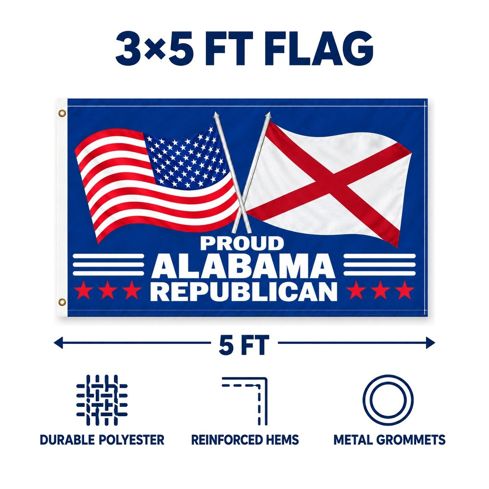 Proud Alabama Republican Flag 3x5 features and size details