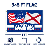 Proud Alabama Republican Flag 3x5 features and size details