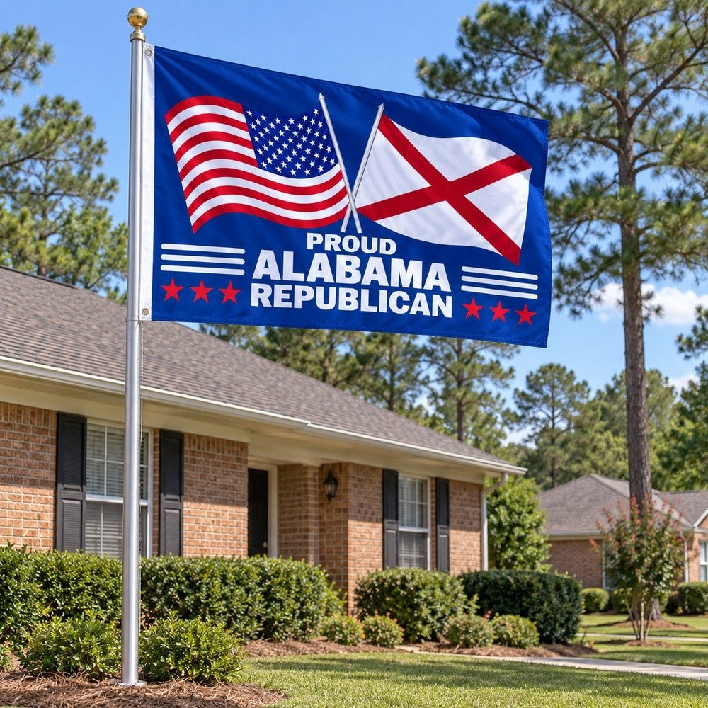 Proud Alabama Republican Flag 3x5 displayed outdoors