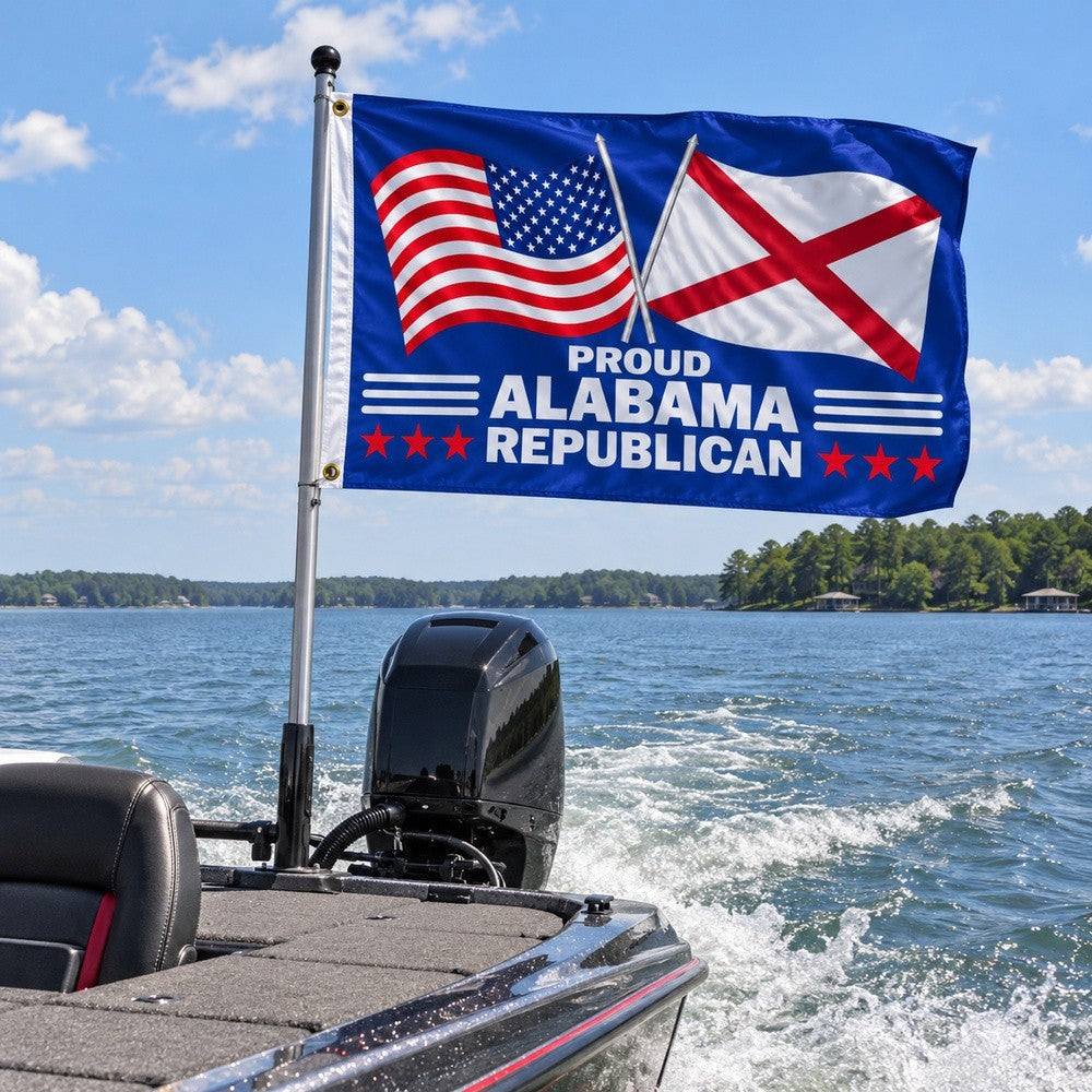 Proud Alabama Republican Flag 3x5 displayed outdoors