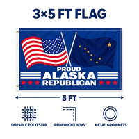 Proud Alaska Republican Flag 3x5 features and size details