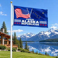 Proud Alaska Republican Flag 3x5 displayed outdoors