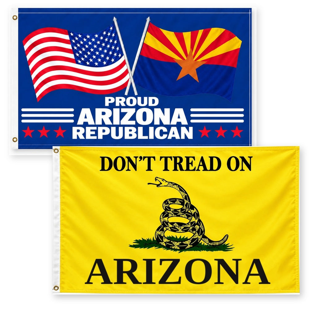 Proud Arizona Republican and Don't Tread on Arizona Flags 3x5 2-Pack