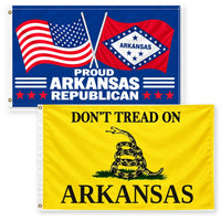 Proud Arkansas Republican and Don't Tread on Arkansas Flags 3x5 2-Pack