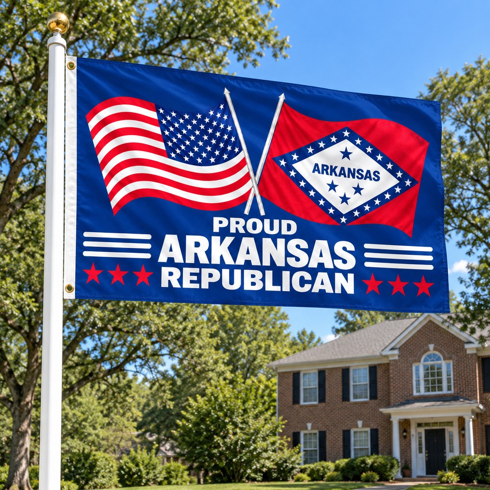 Proud Arkansas Republican Flag 3x5 displayed outdoors