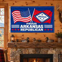 Proud Arkansas Republican Flag 3x5 displayed outdoors