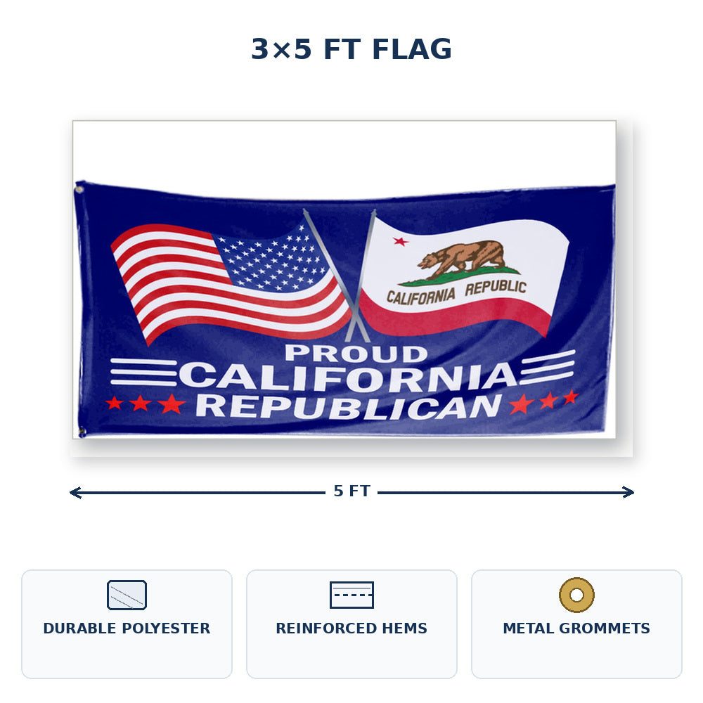 Proud California Republican Flag 3x5 features and size details