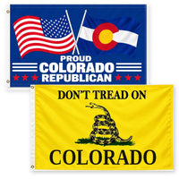 Proud Colorado Republican and Don't Tread on Colorado Flags 3x5 2-Pack