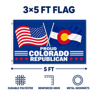 Proud Colorado Republican Flag 3x5 features and size details