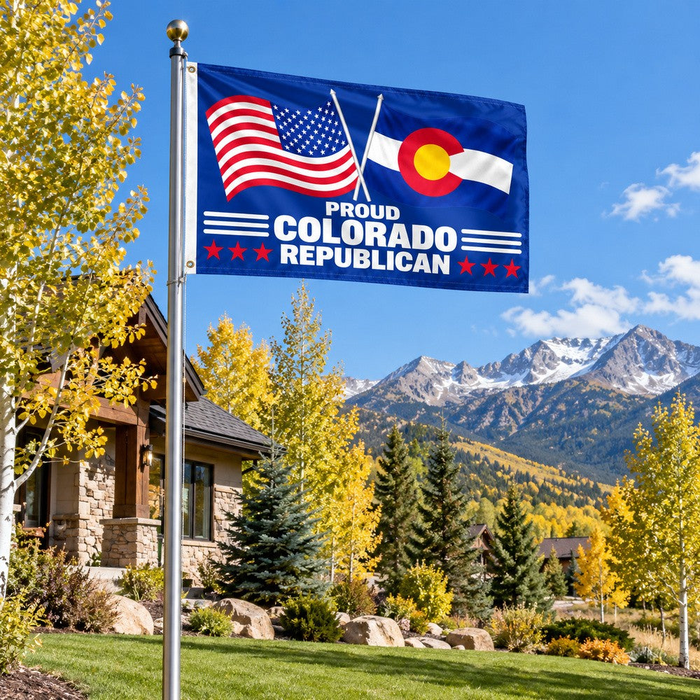 Proud Colorado Republican Flag 3x5 displayed outdoors