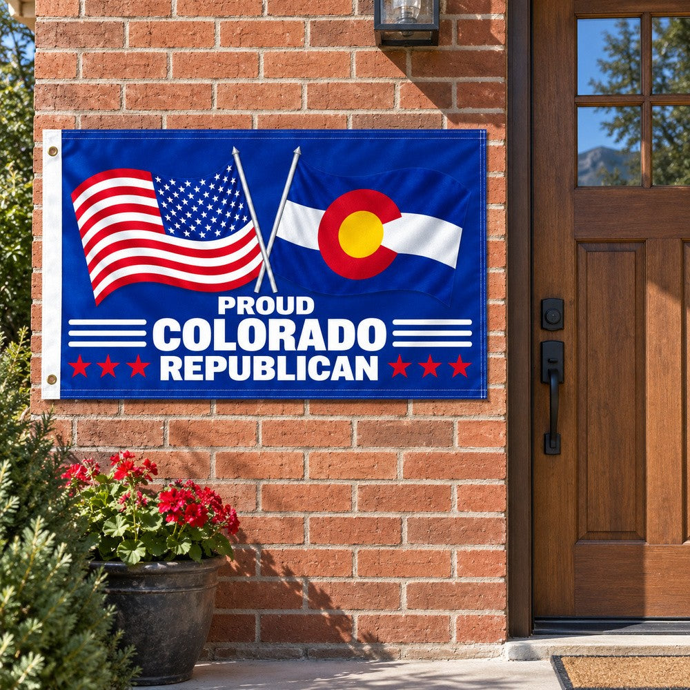 Proud Colorado Republican Flag 3x5 displayed outdoors