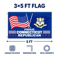 Proud Connecticut Republican Flag 3x5 features and size details