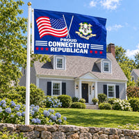 Proud Connecticut Republican Flag 3x5 displayed outdoors