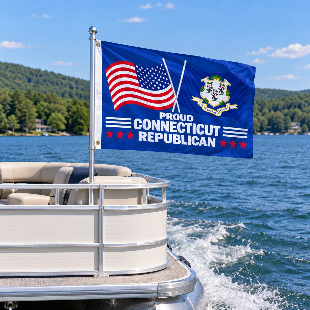 Proud Connecticut Republican Flag 3x5 displayed outdoors