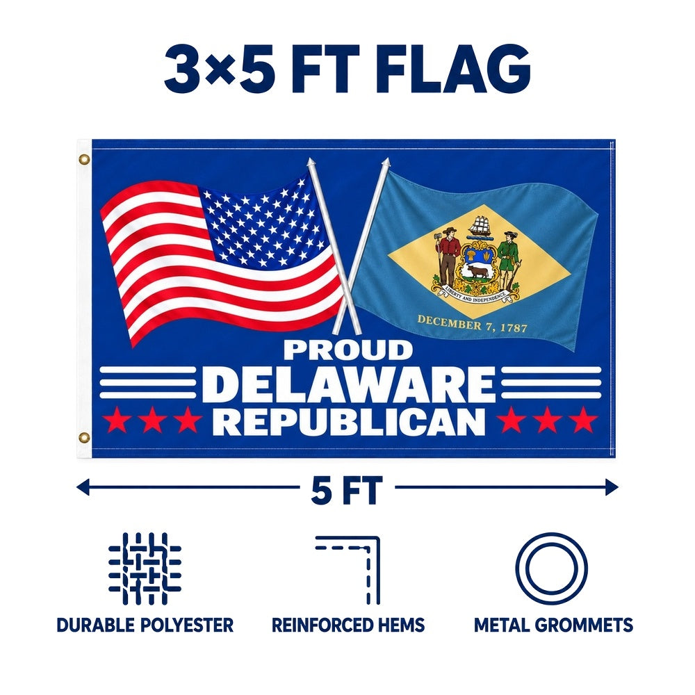 Proud Delaware Republican Flag 3x5 features and size details