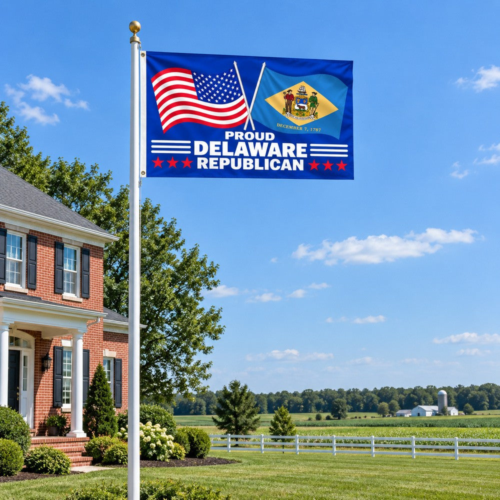 Proud Delaware Republican Flag 3x5 displayed outdoors