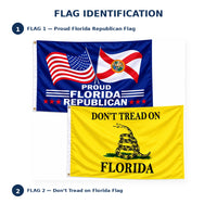 Proud Florida Republican and Don't Tread on Florida Flags 3x5 2-Pack features and size details