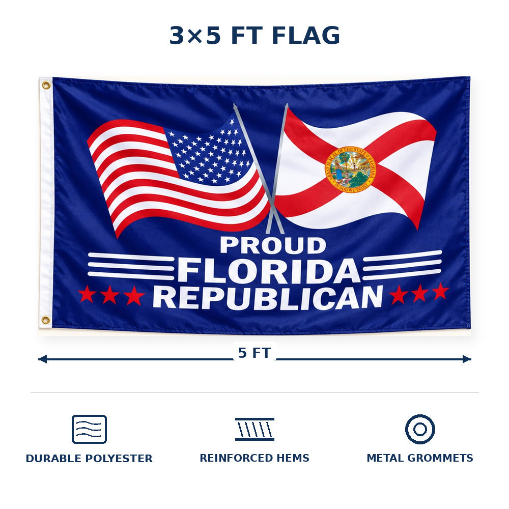 Proud Florida Republican Flag 3x5 features and size details